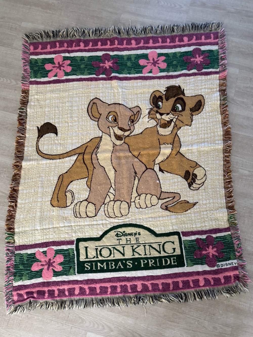 Vintage 1990’s Disney The Lion King Simba Blanket Throw Tapestry Knit Kidcore